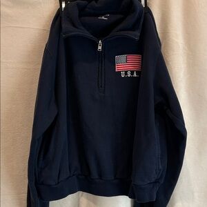Hollister Navy USA Flag women’s half zip Sweater